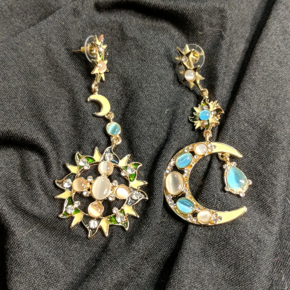 Boho Sun, Moon and Stars Earring set